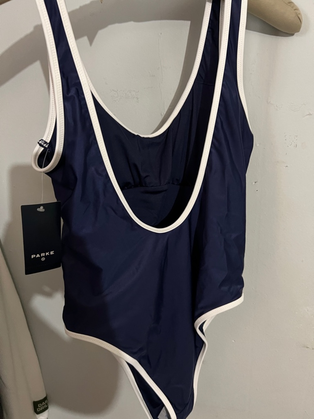 Parke target collab Navy One-Piece Swimsuit with White Trim size S - Picture 2 of 5